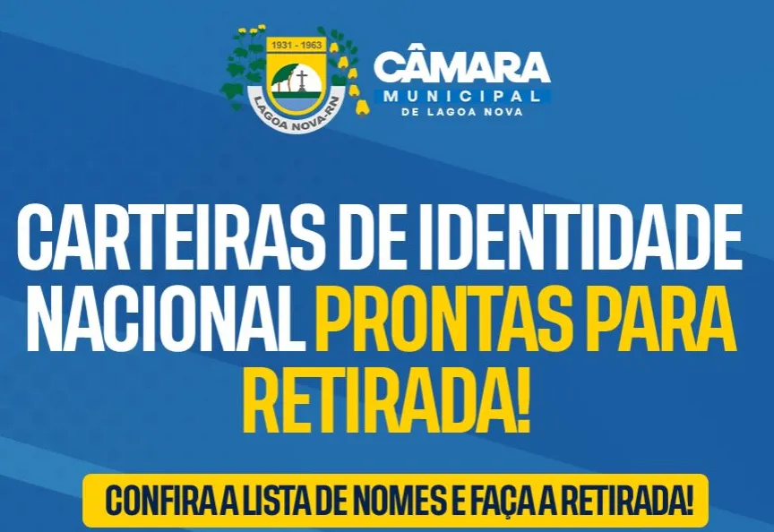 CARTEIRAS DE IDENTIDADE PRONTAS PARA RETIRADA!